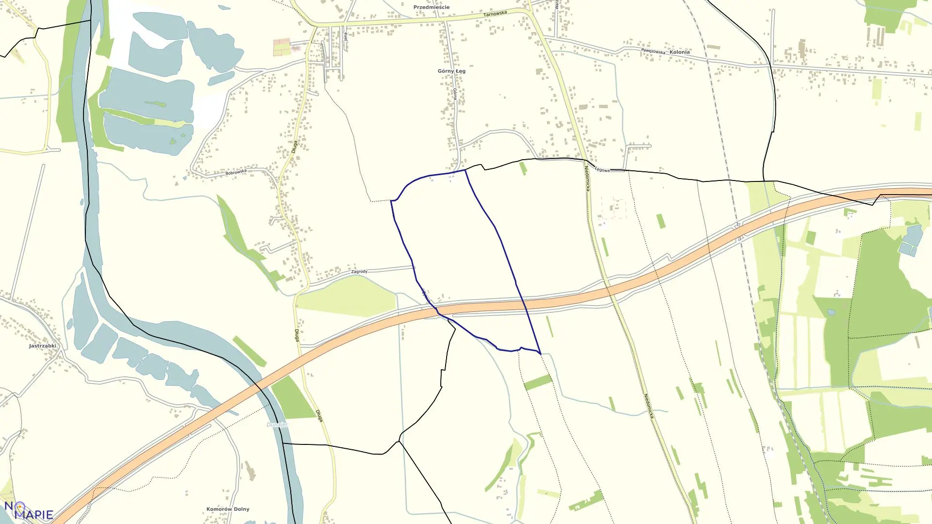 Mapa obrębu 0001 w mieście Tarnów