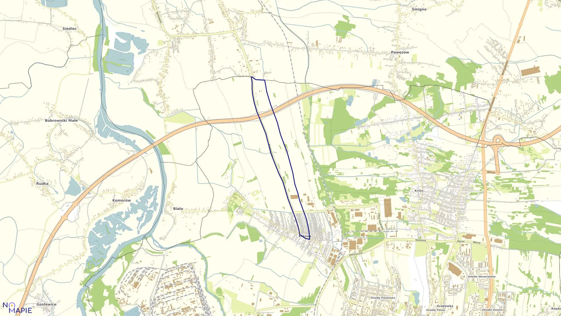 Mapa obrębu 0007 w mieście Tarnów