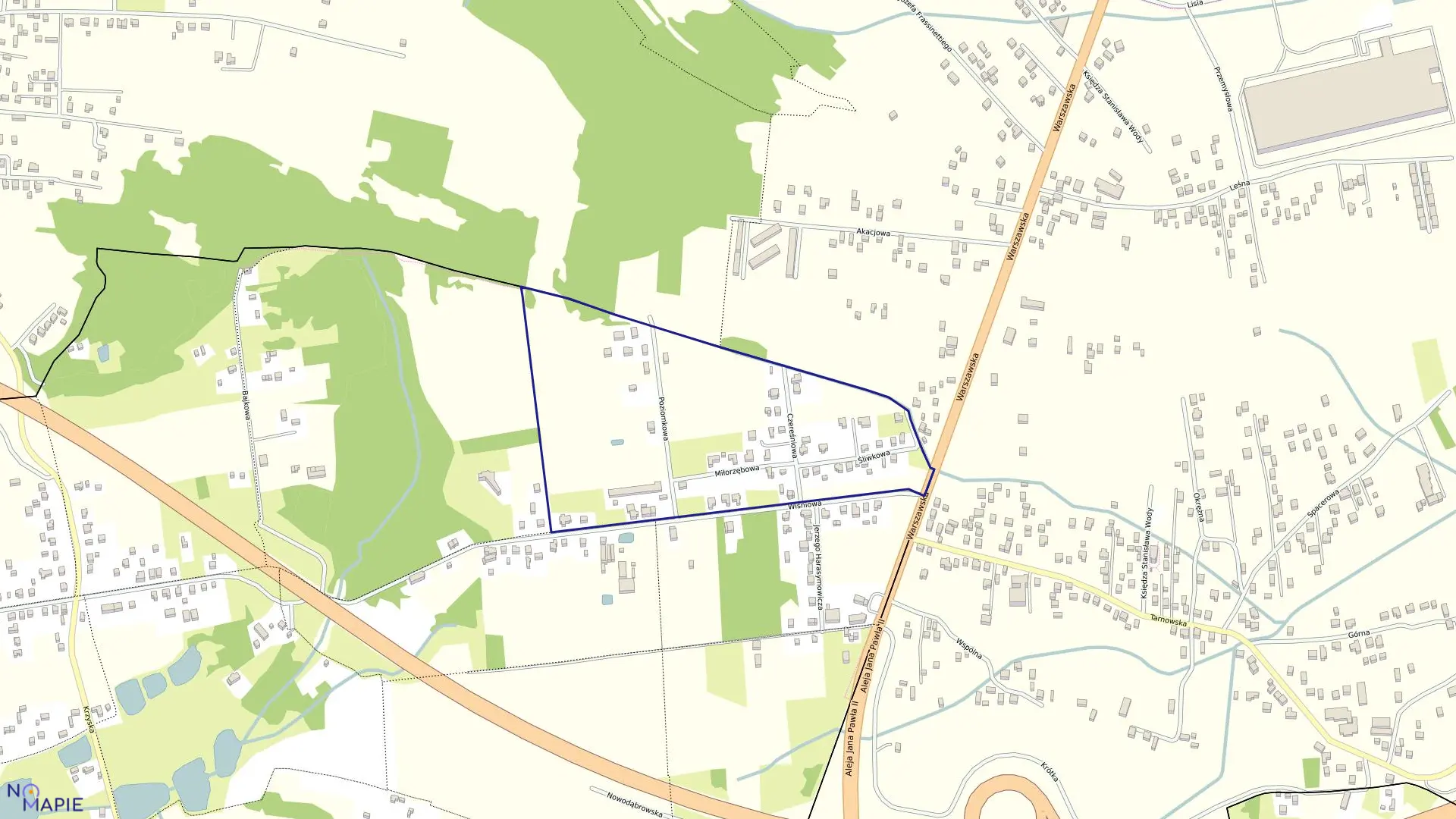 Mapa obrębu 0015 w mieście Tarnów