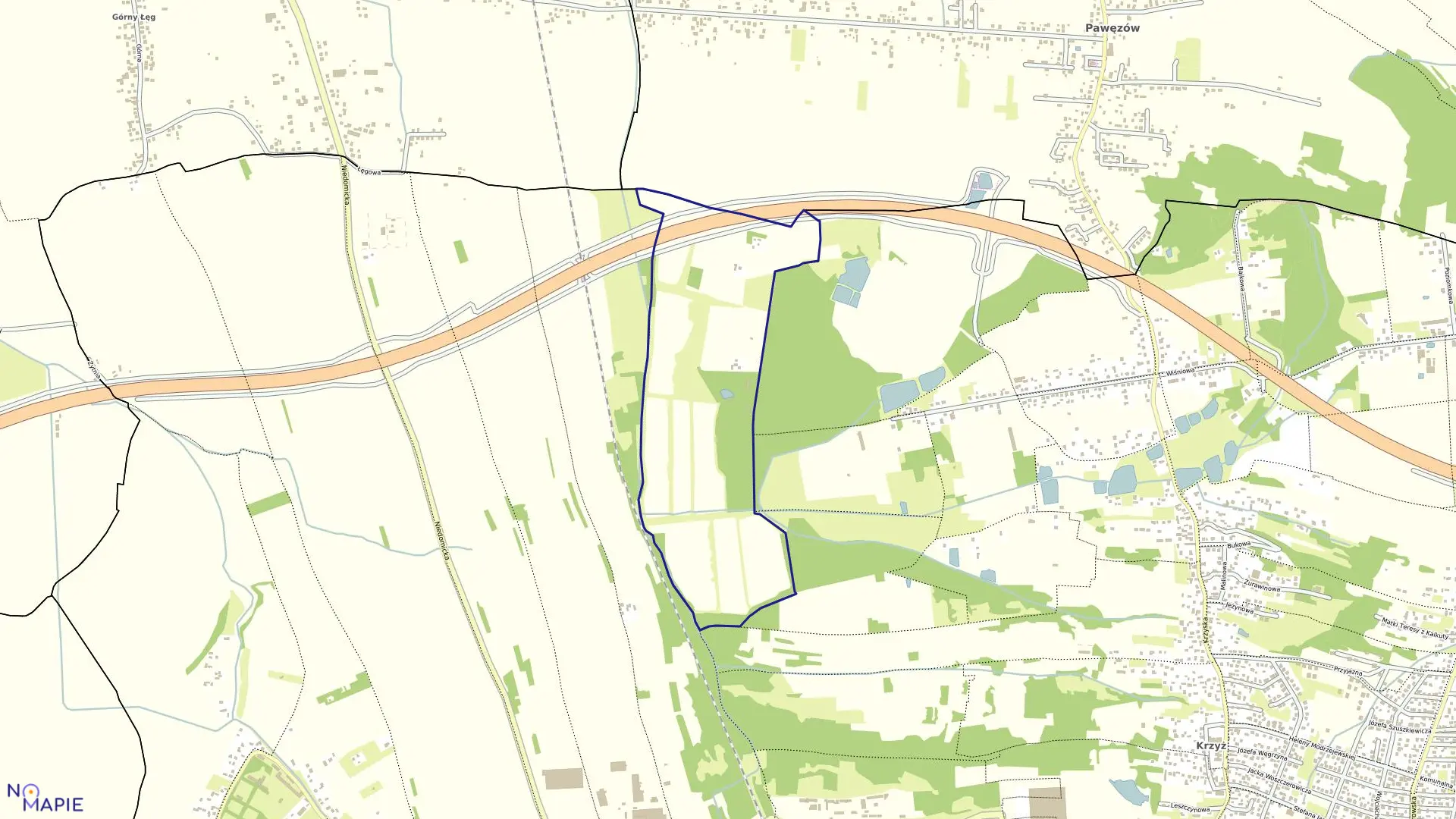 Mapa obrębu 0023 w mieście Tarnów