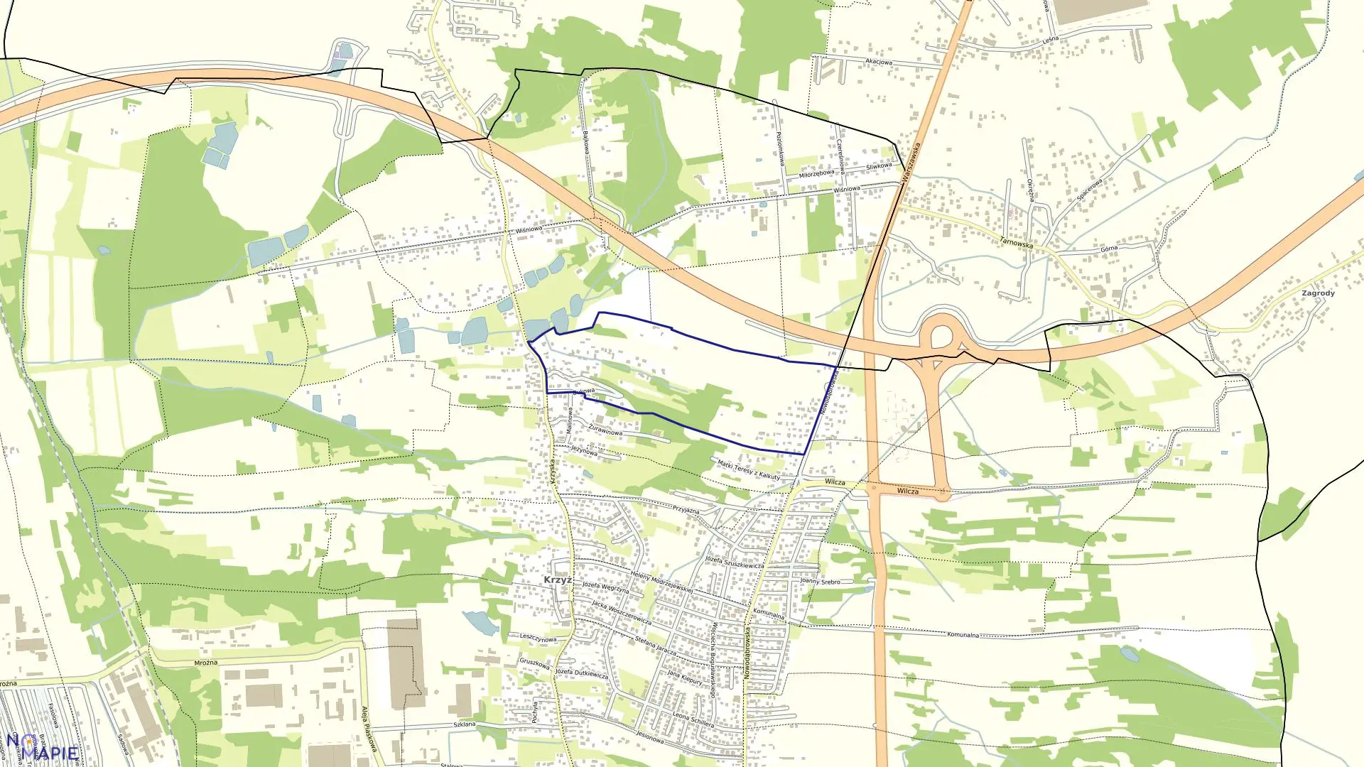 Mapa obrębu 0041 w mieście Tarnów