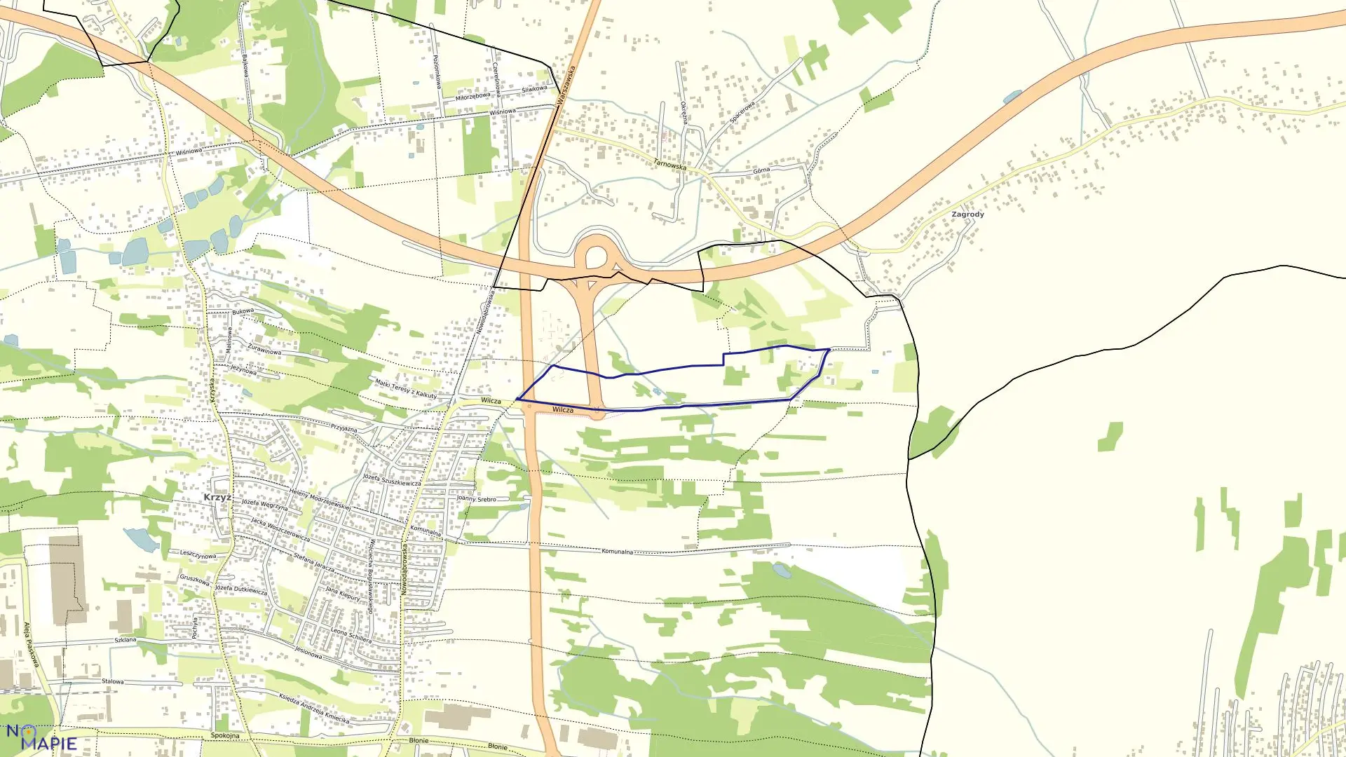 Mapa obrębu 0047 w mieście Tarnów