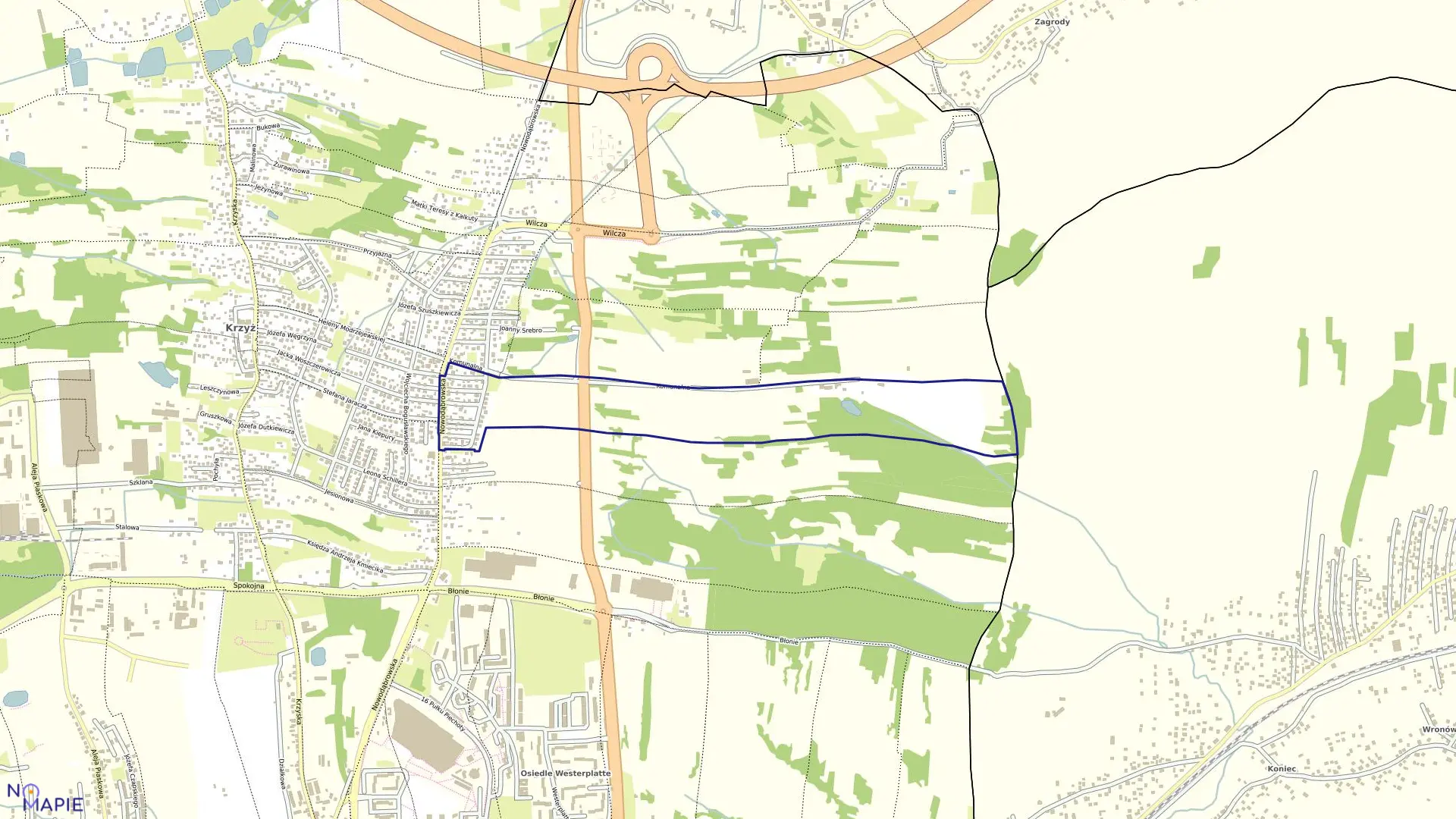 Mapa obrębu 0074 w mieście Tarnów