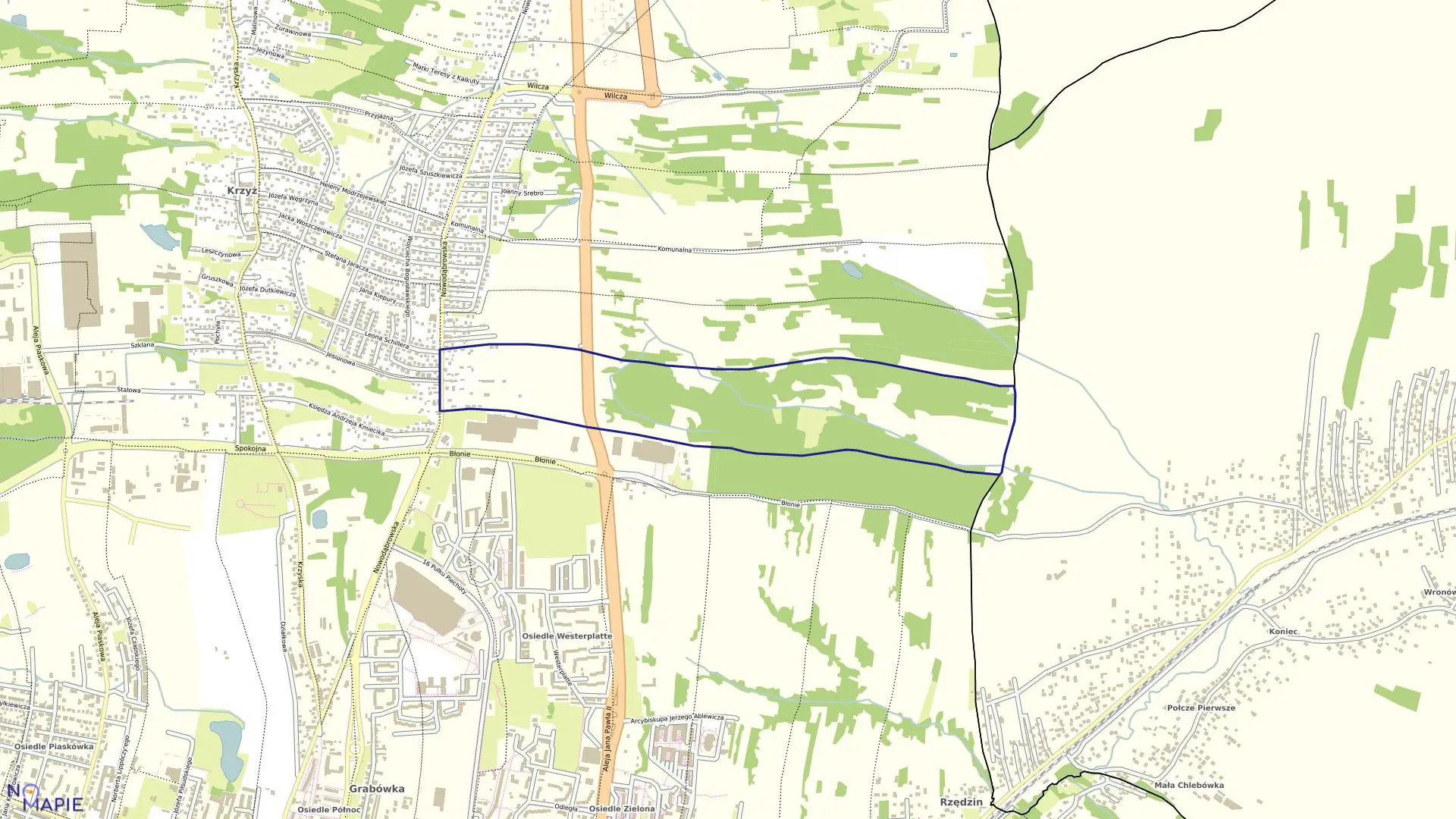 Mapa obrębu 0098 w mieście Tarnów