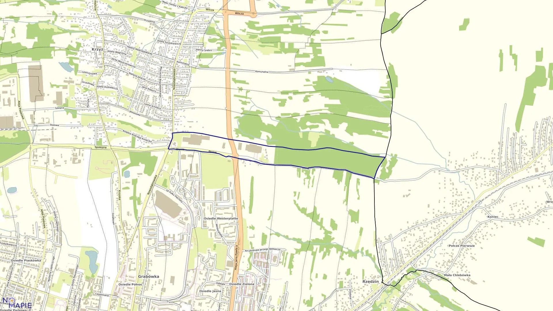 Mapa obrębu 0099 w mieście Tarnów