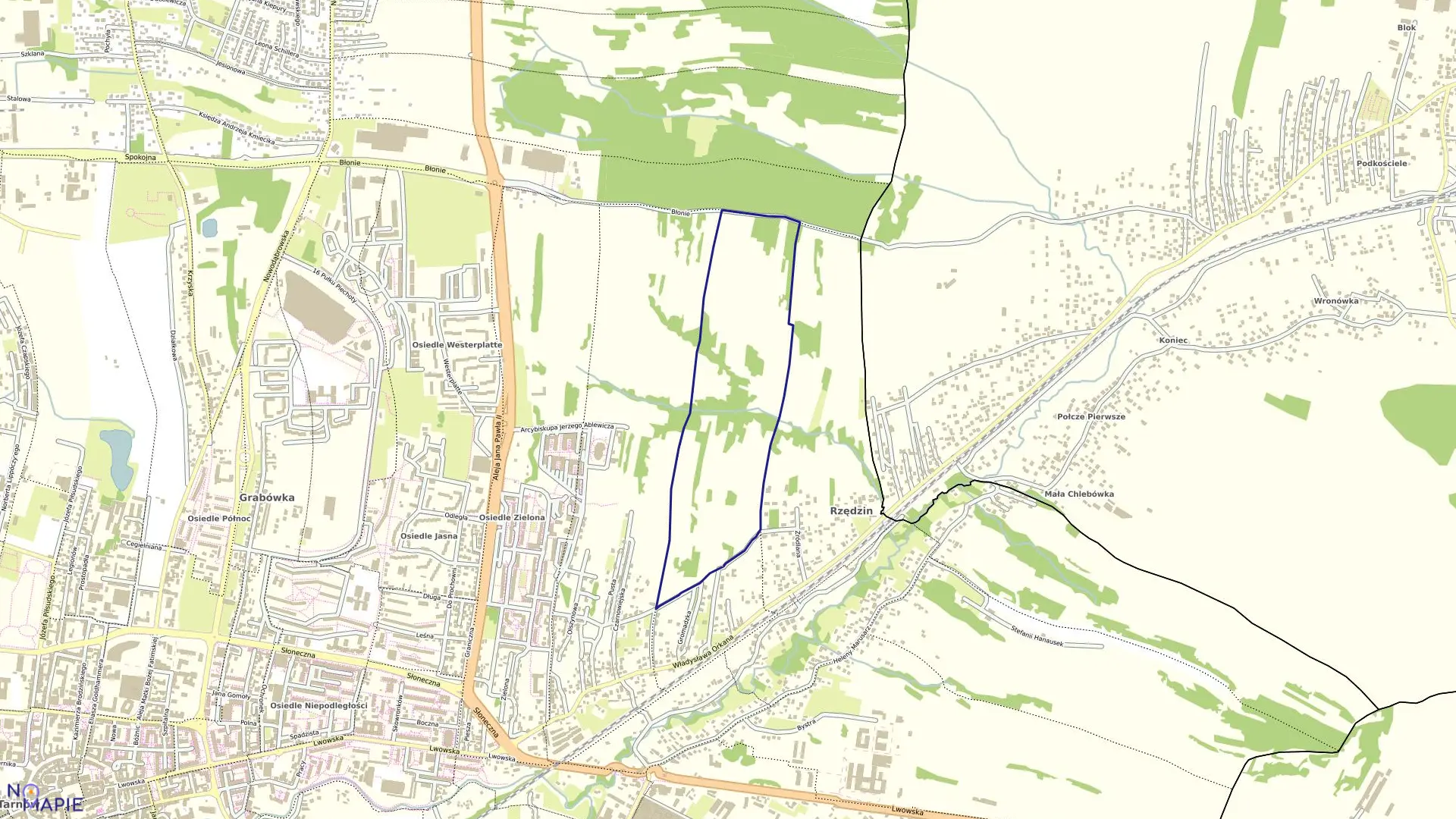 Mapa obrębu 0100 w mieście Tarnów