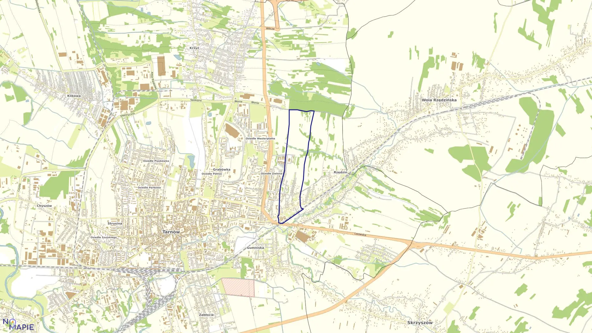 Mapa obrębu 0101 w mieście Tarnów