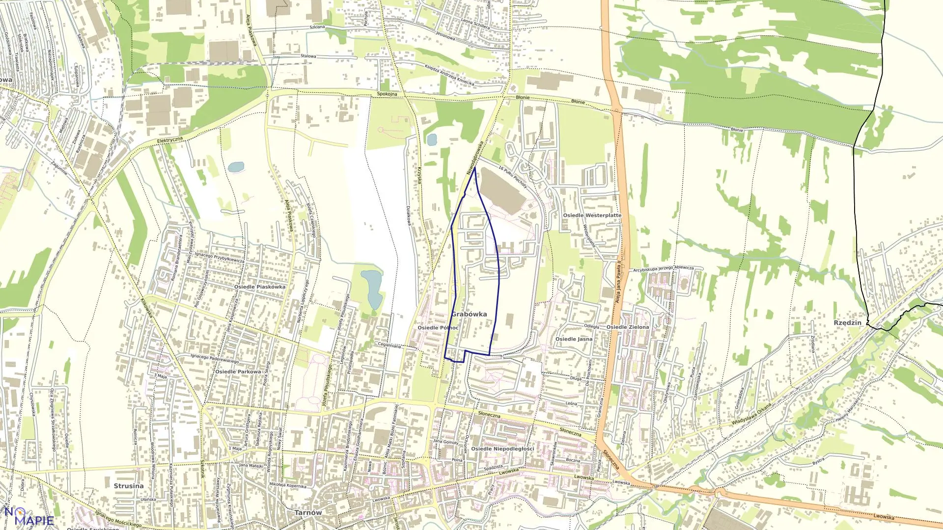 Mapa obrębu 0103 w mieście Tarnów