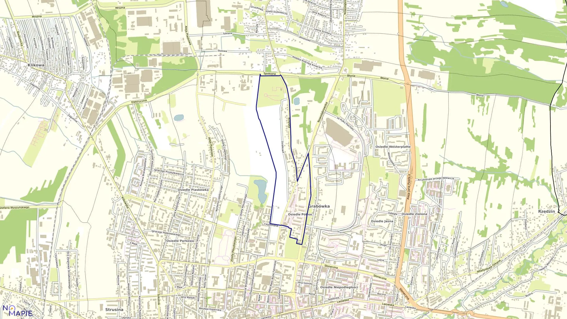 Mapa obrębu 0105 w mieście Tarnów