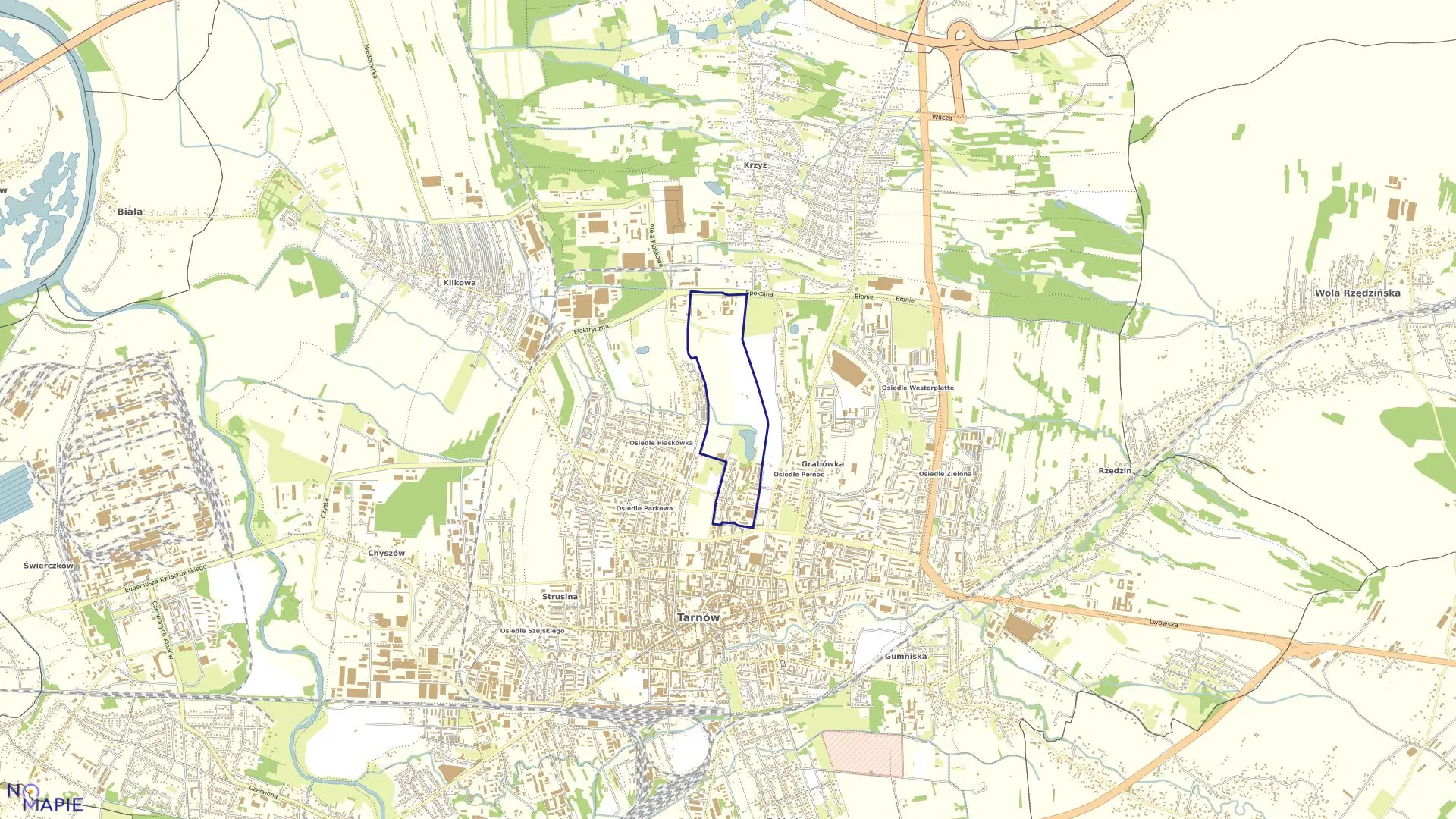 Mapa obrębu 0106 w mieście Tarnów