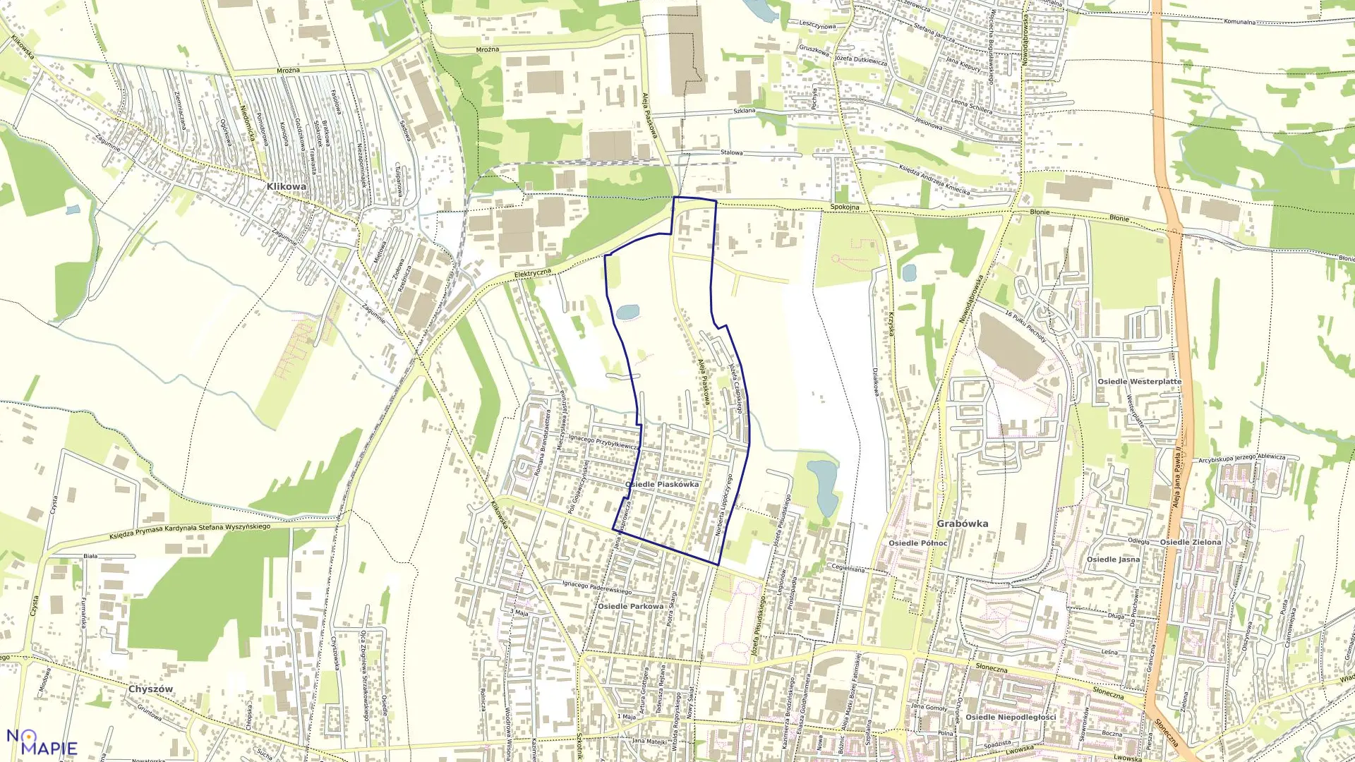 Mapa obrębu 0107 w mieście Tarnów