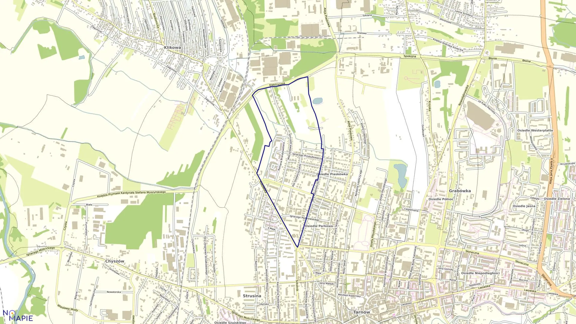 Mapa obrębu 0109 w mieście Tarnów