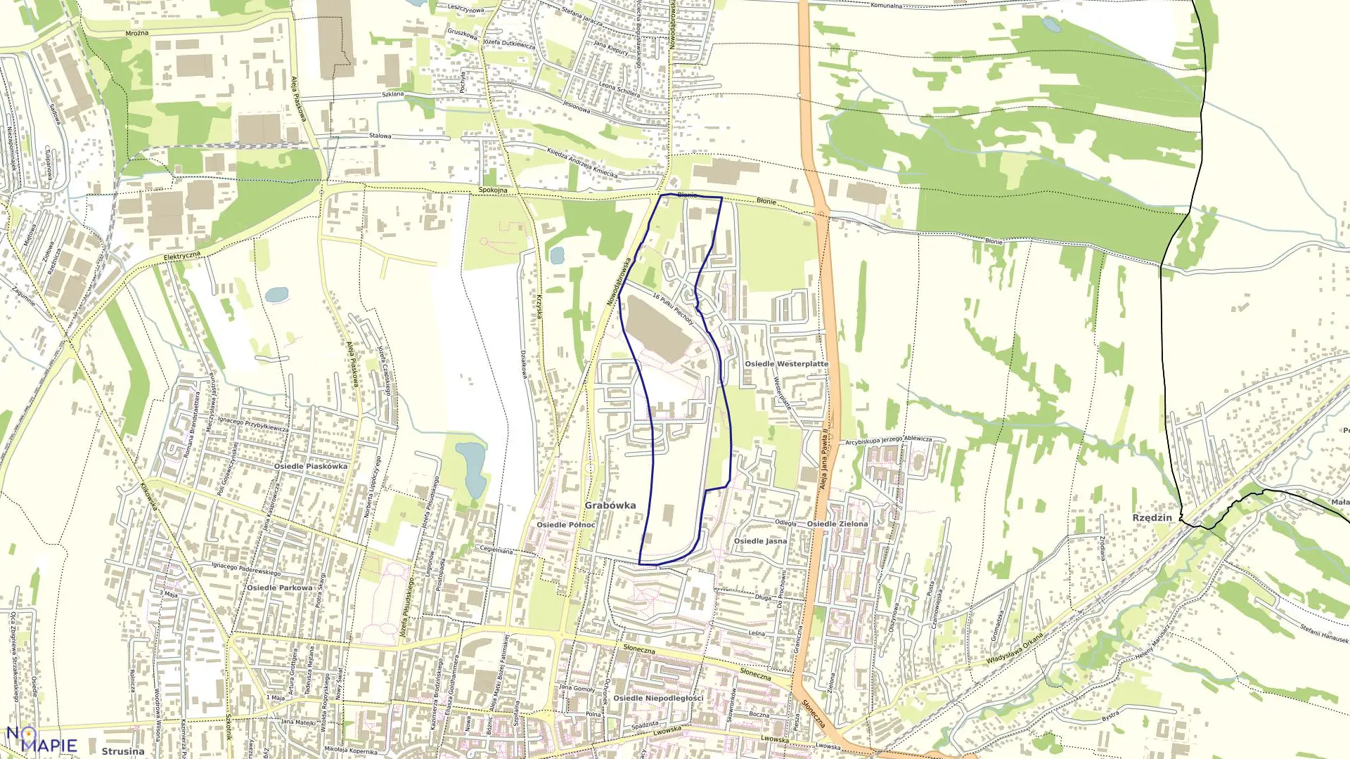 Mapa obrębu 0151 w mieście Tarnów