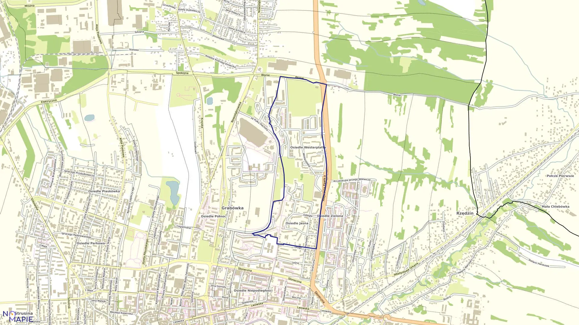 Mapa obrębu 0152 w mieście Tarnów