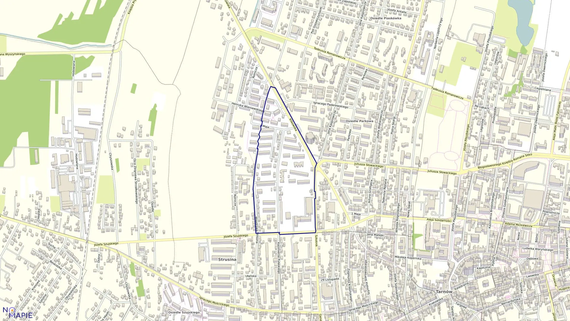 Mapa obrębu 0170 w mieście Tarnów