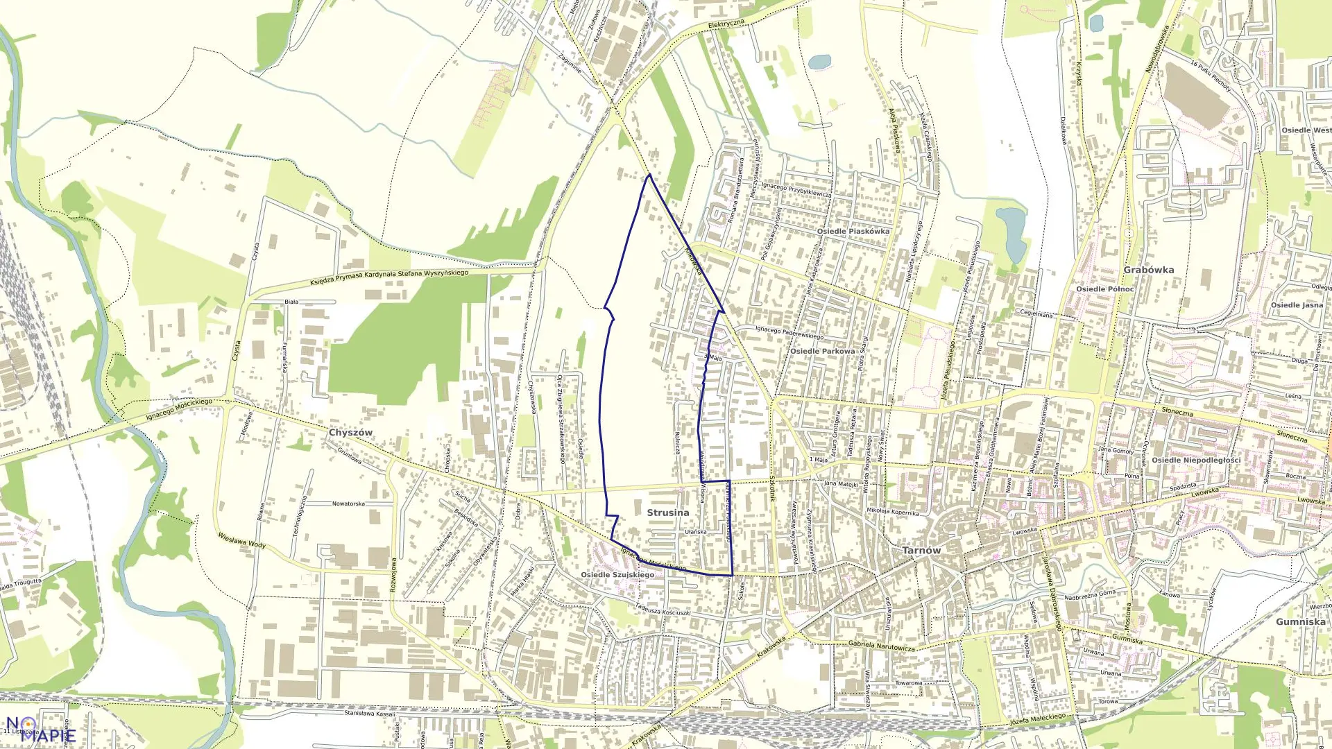 Mapa obrębu 0172 w mieście Tarnów