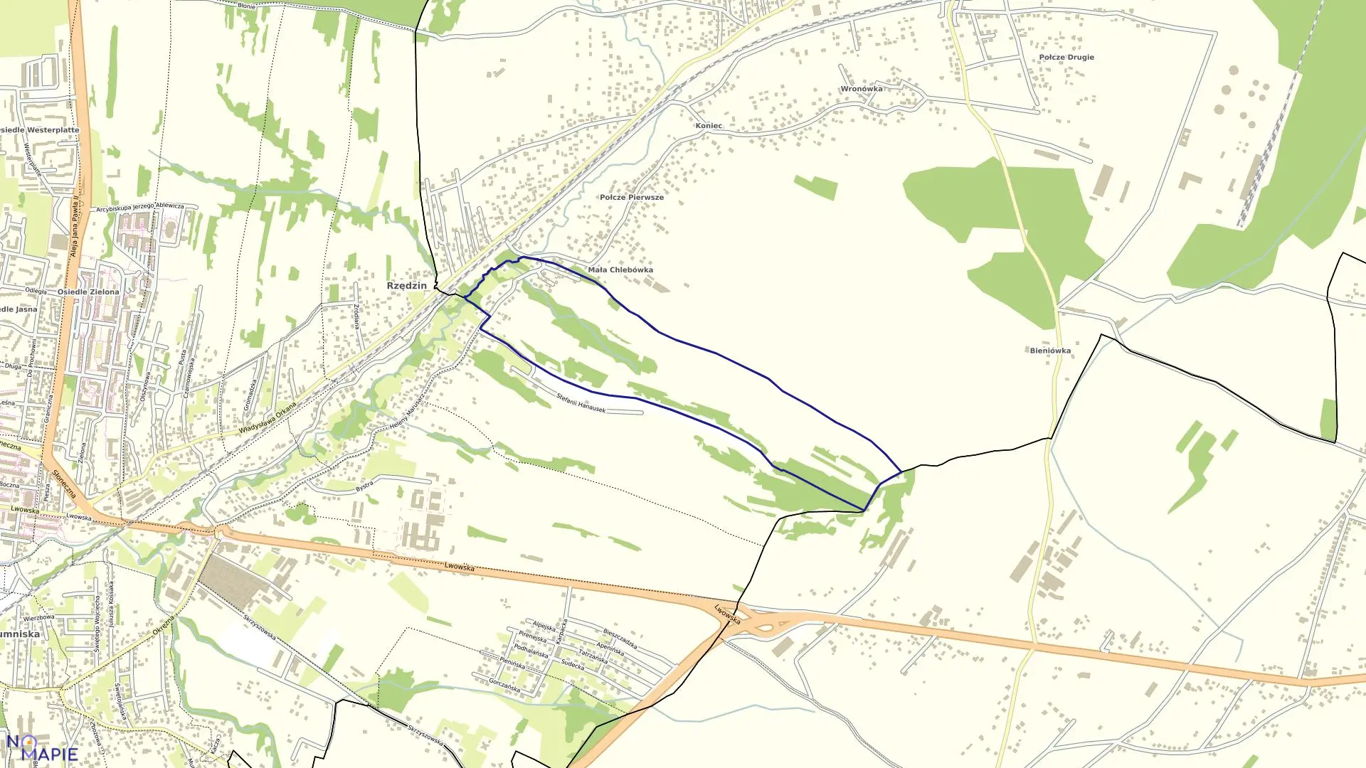 Mapa obrębu 0201 w mieście Tarnów