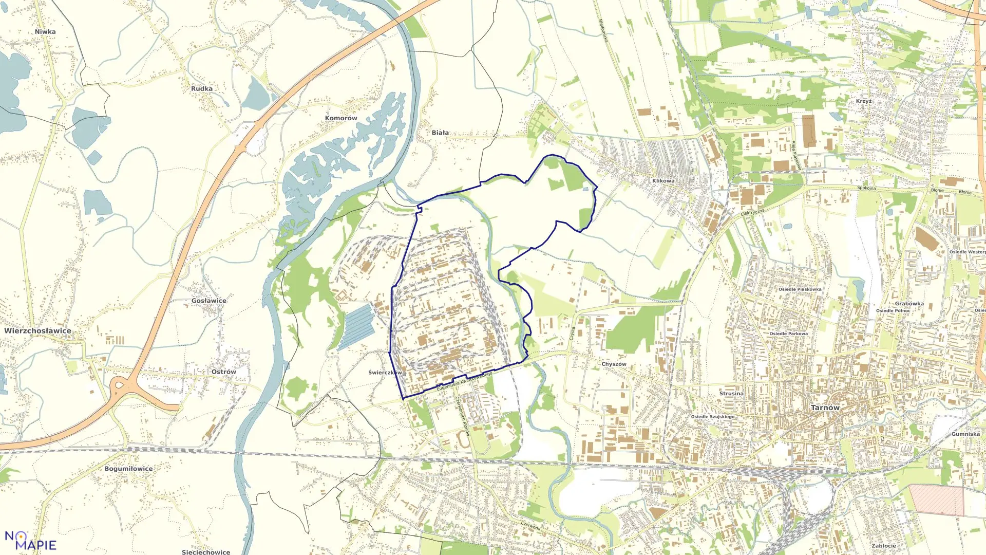 Mapa obrębu 0203 w mieście Tarnów