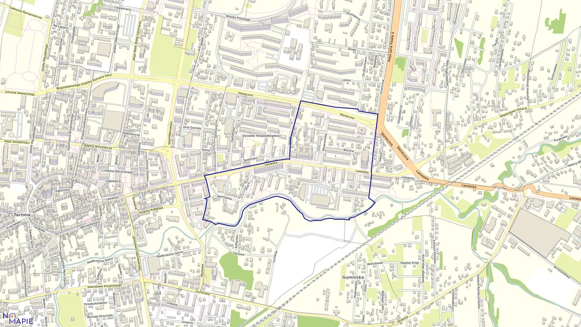 Mapa obrębu 0206 w mieście Tarnów