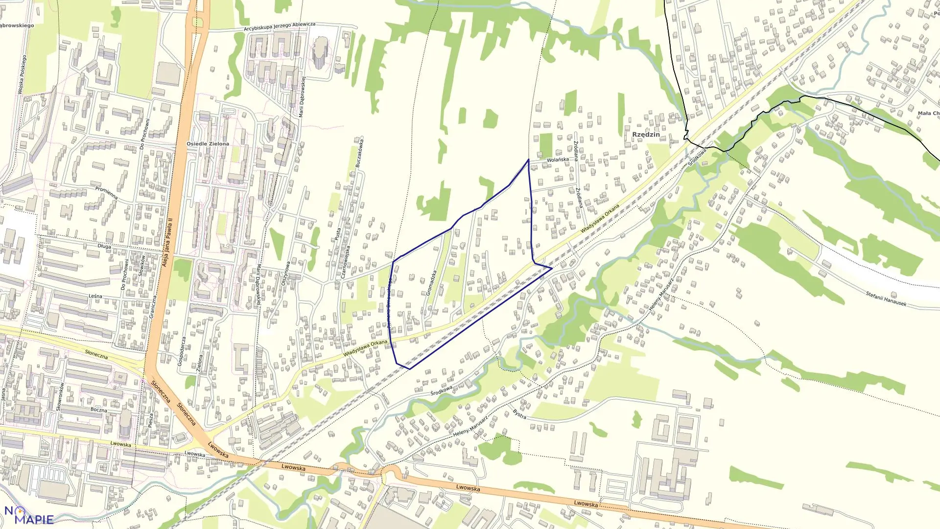 Mapa obrębu 0207 w mieście Tarnów