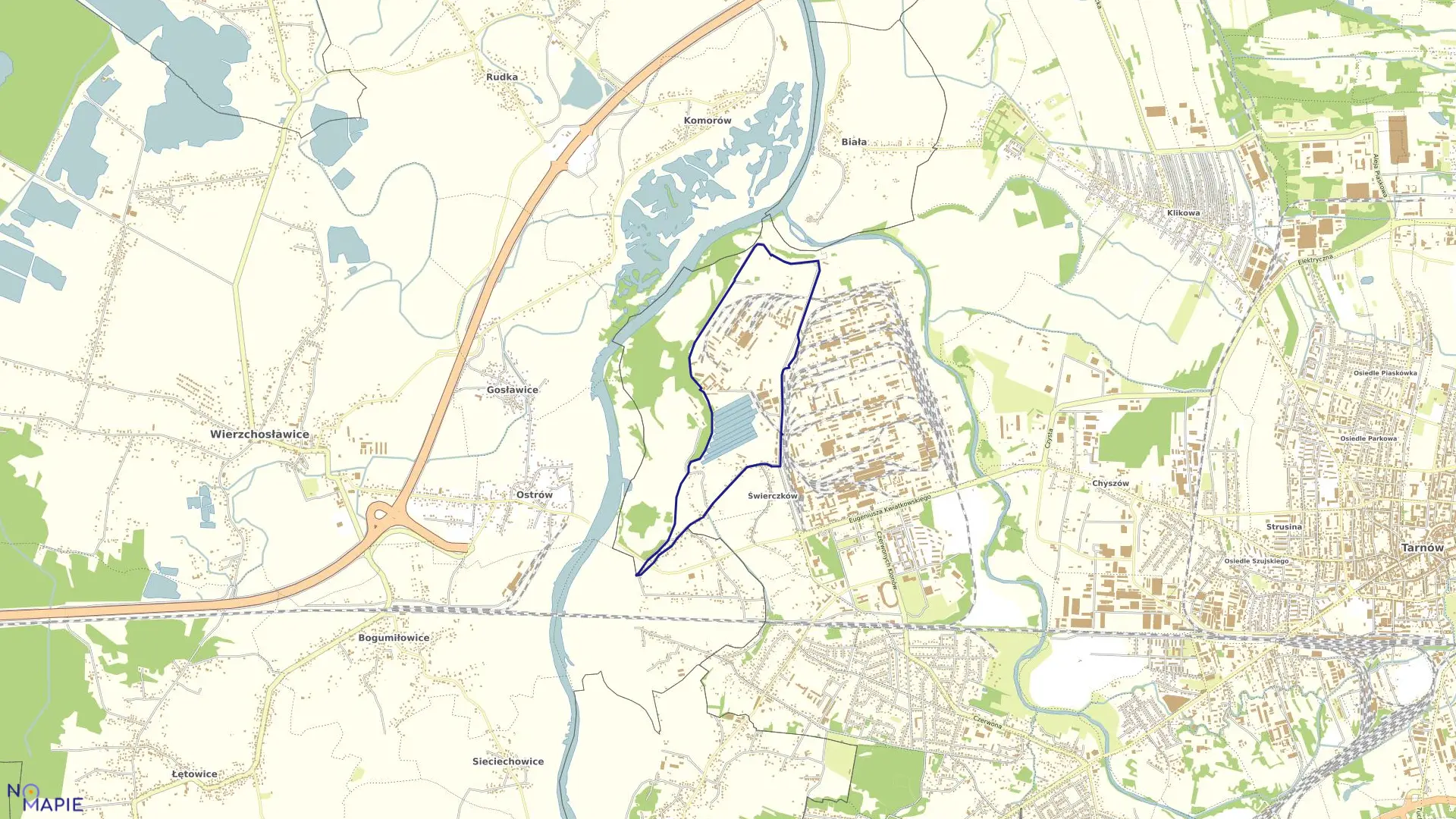 Mapa obrębu 0208 w mieście Tarnów