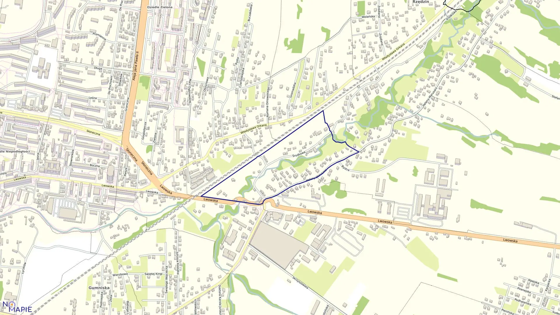 Mapa obrębu 0209 w mieście Tarnów