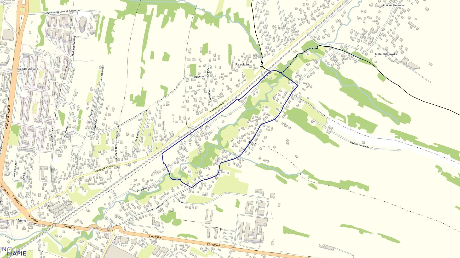 Mapa obrębu 0210 w mieście Tarnów