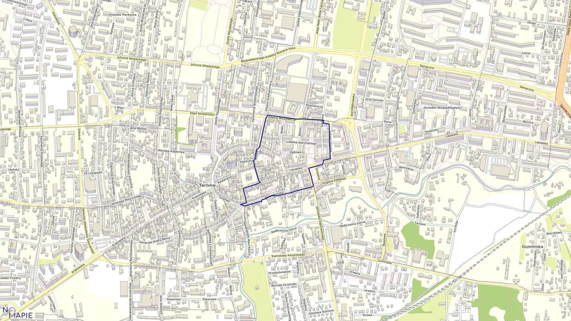 Mapa obrębu 0228 w mieście Tarnów