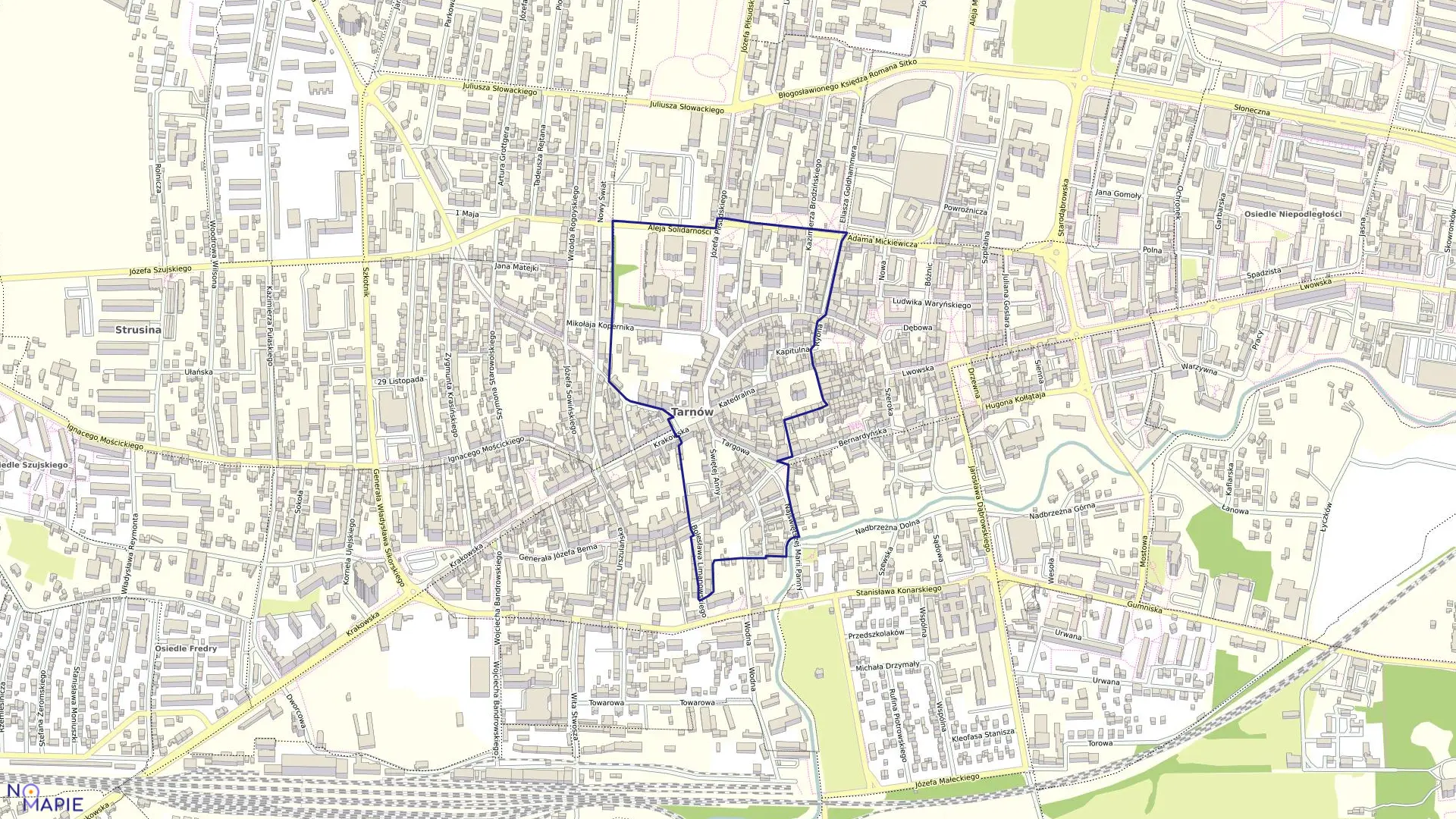 Mapa obrębu 0229 w mieście Tarnów