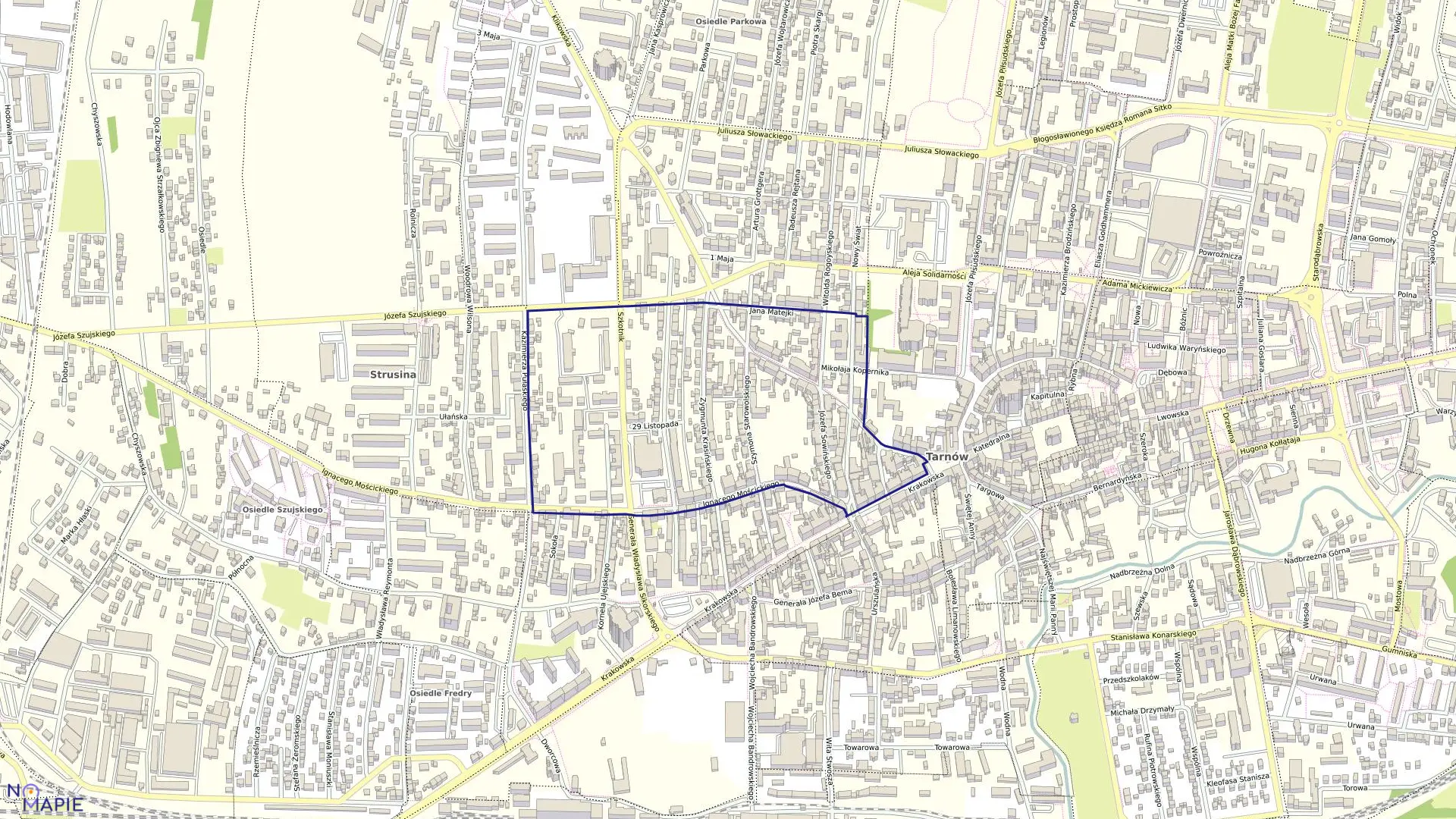 Mapa obrębu 0230 w mieście Tarnów