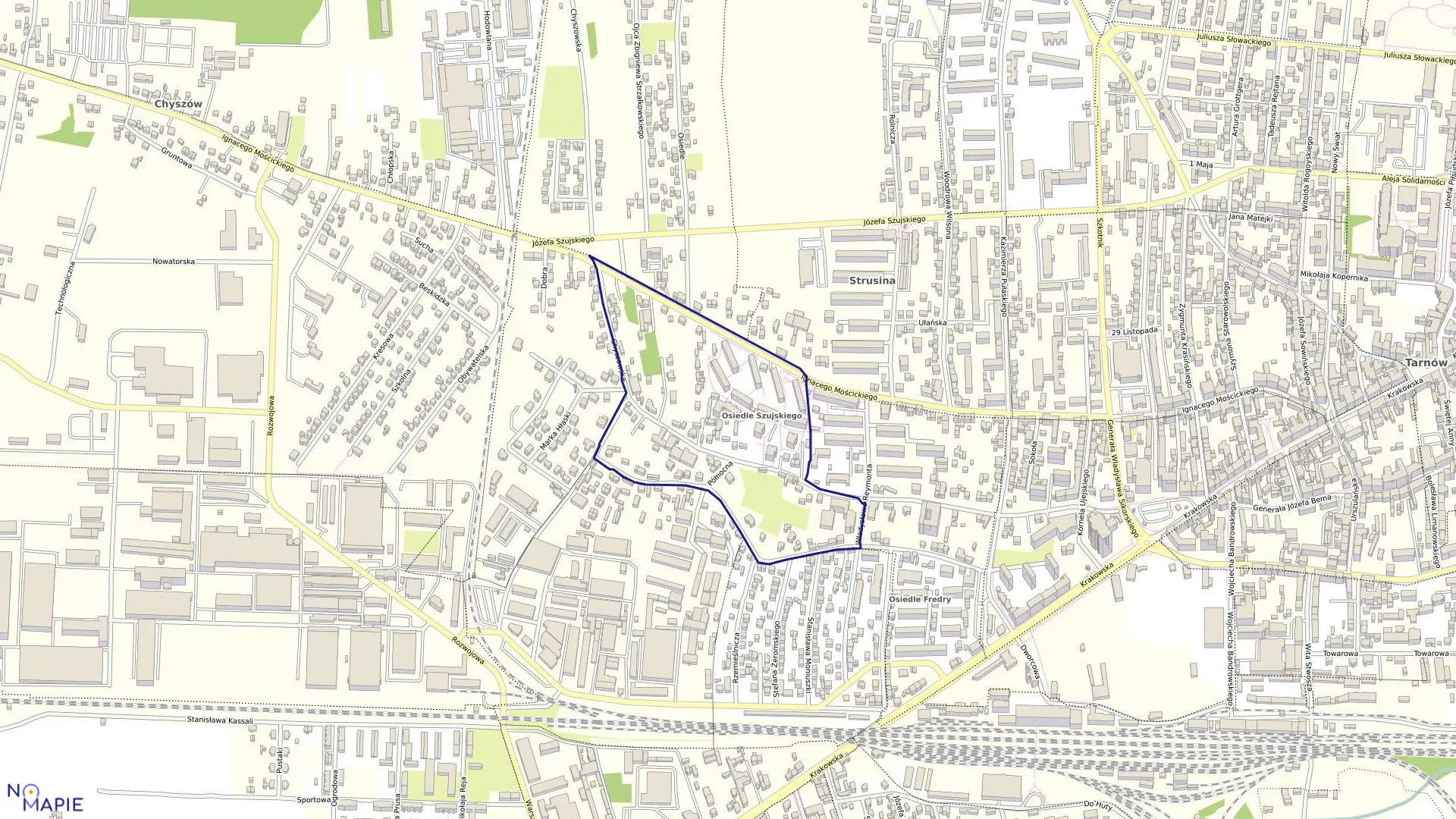 Mapa obrębu 0232 w mieście Tarnów