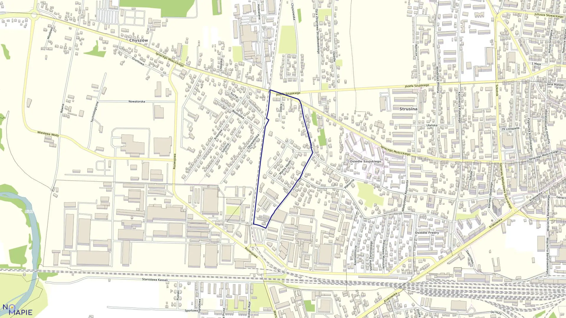 Mapa obrębu 0233 w mieście Tarnów