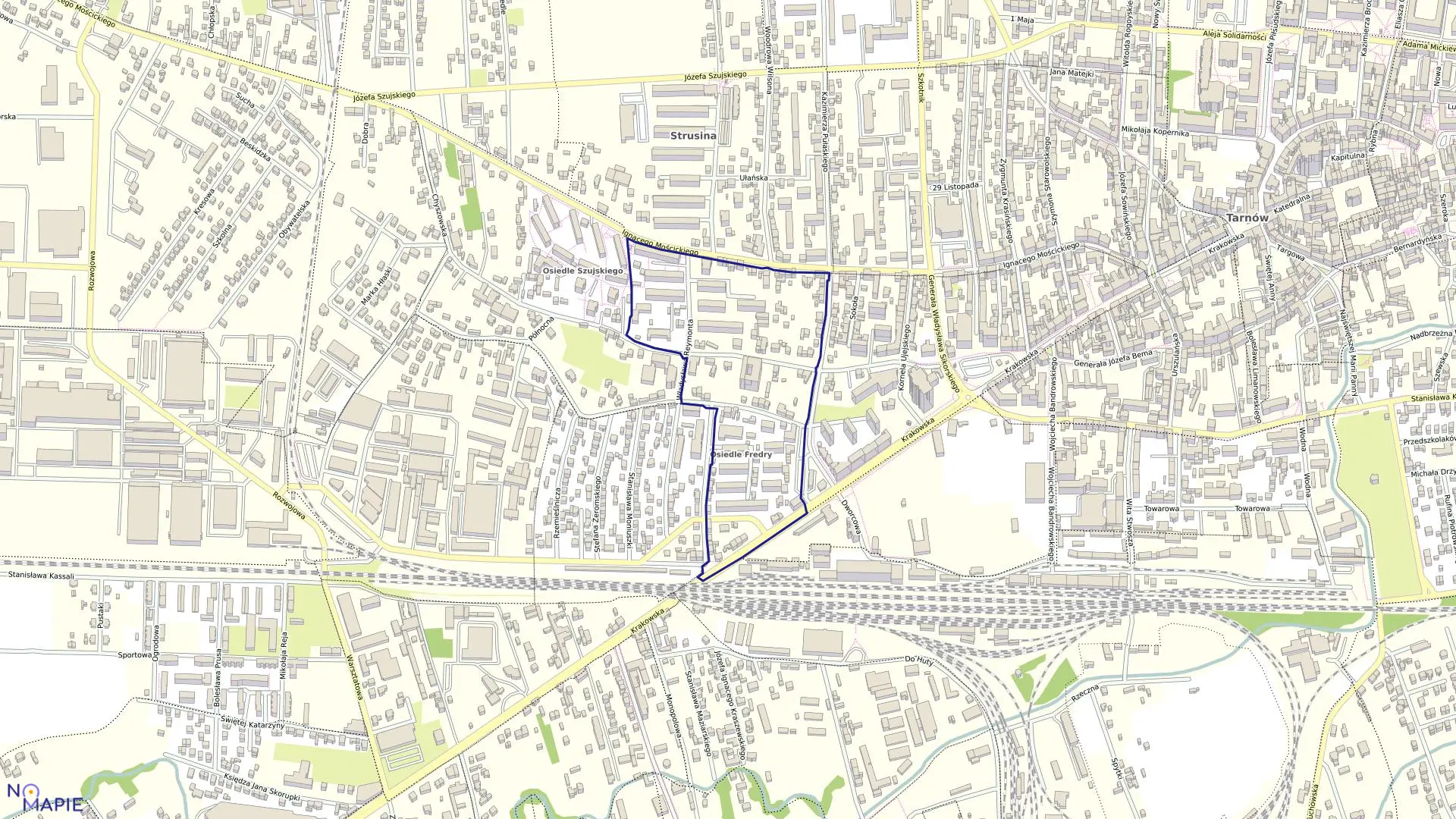 Mapa obrębu 0249 w mieście Tarnów