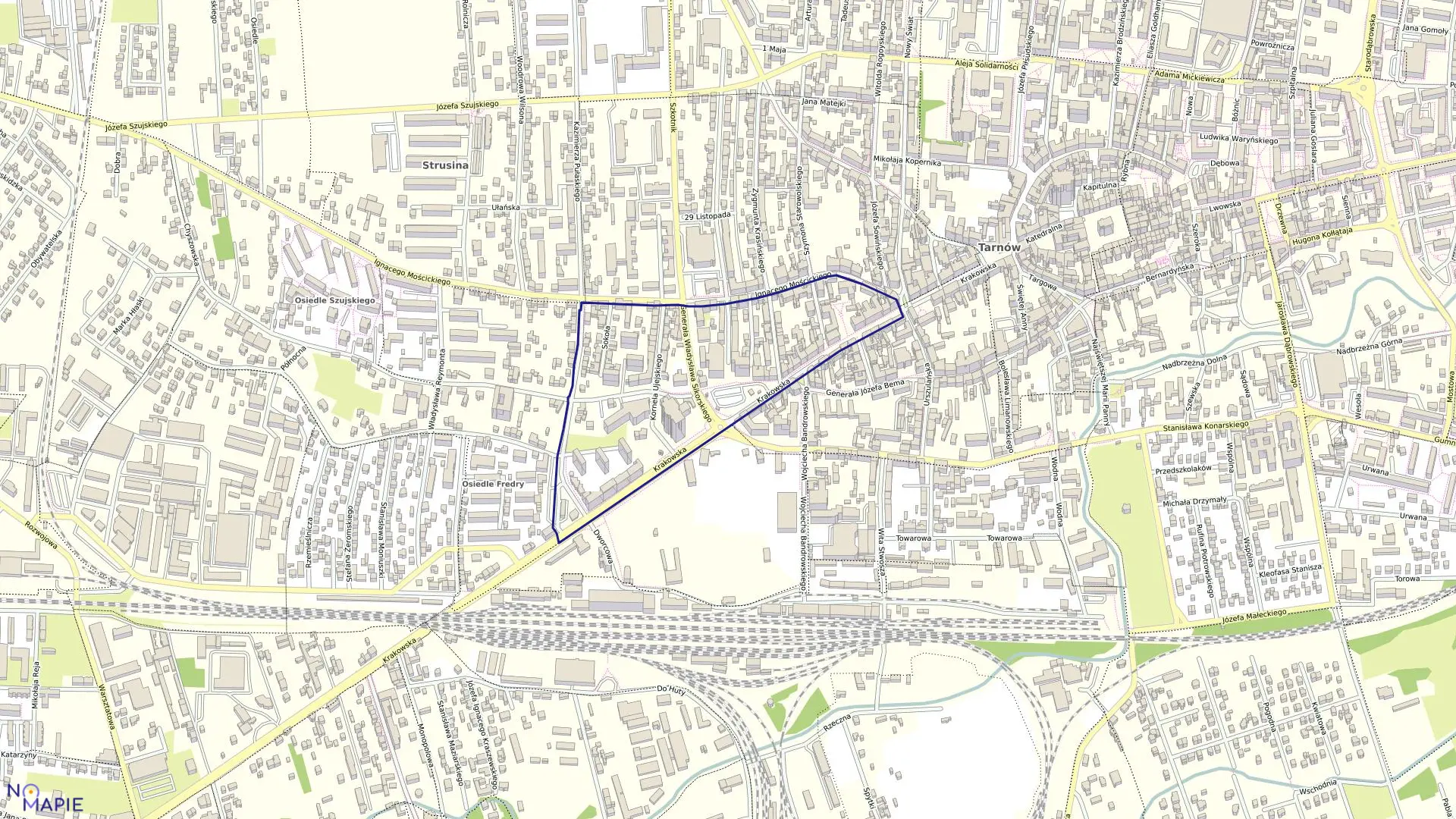 Mapa obrębu 0250 w mieście Tarnów