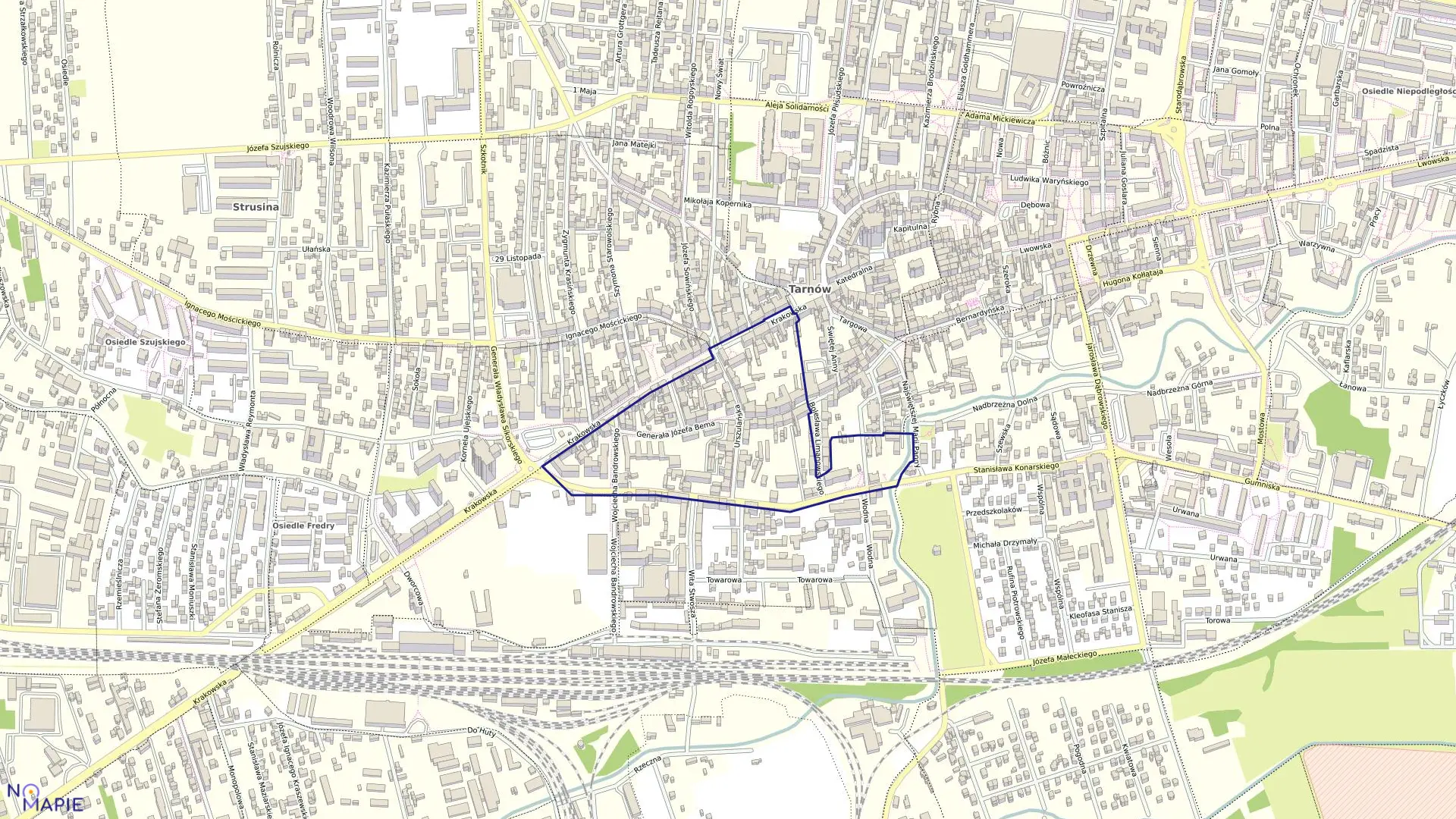 Mapa obrębu 0252 w mieście Tarnów