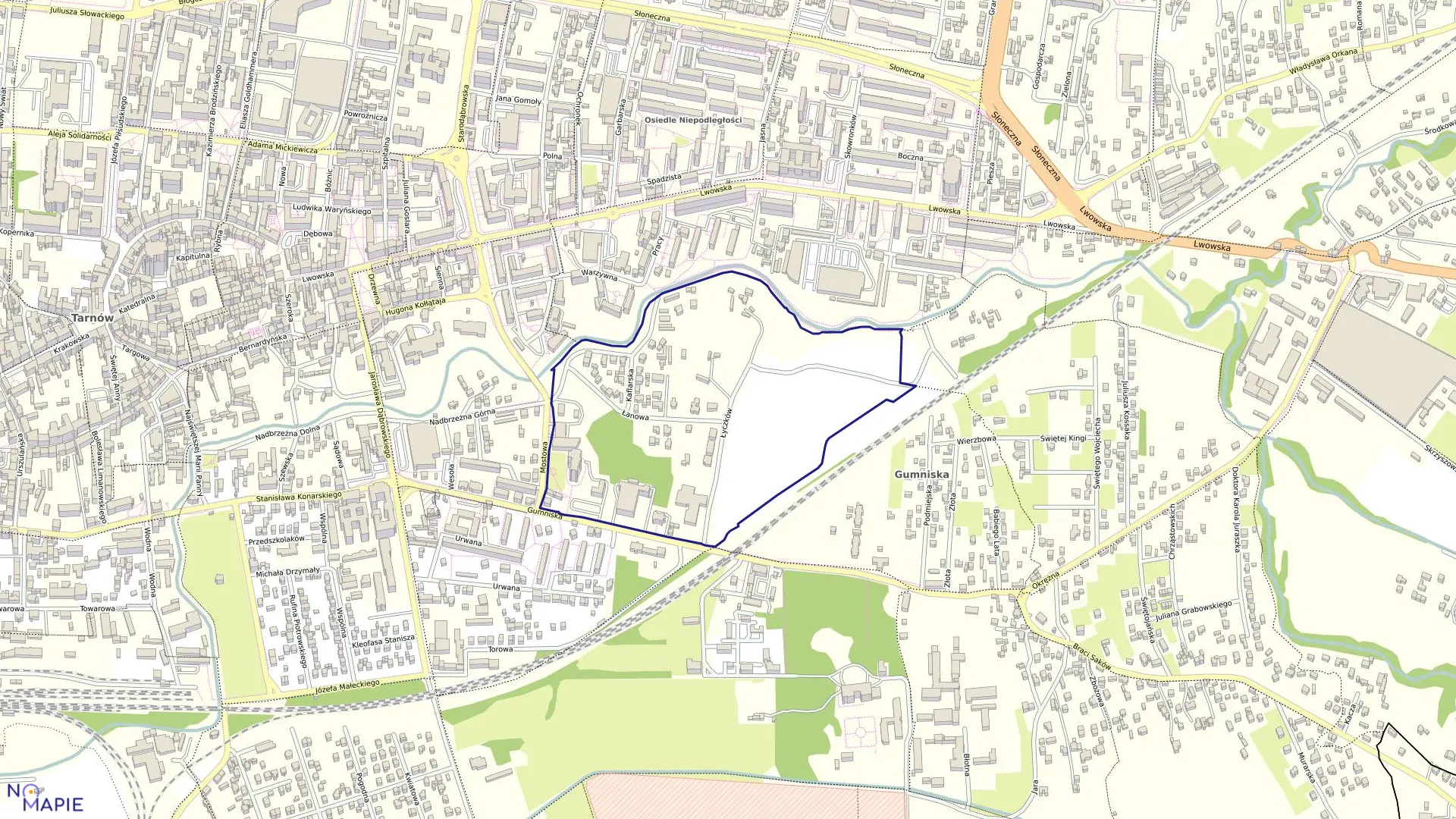 Mapa obrębu 0255 w mieście Tarnów