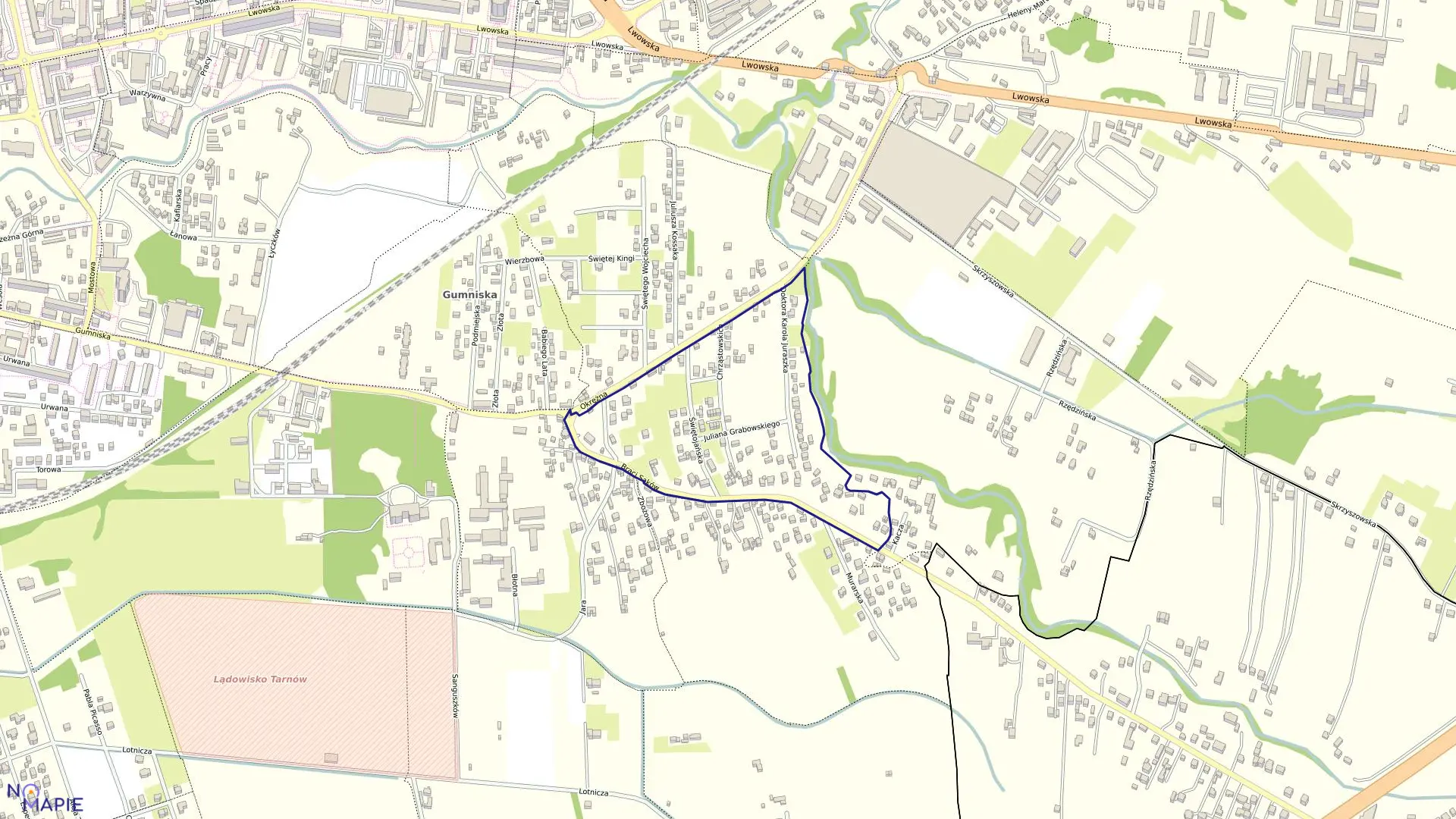 Mapa obrębu 0267 w mieście Tarnów