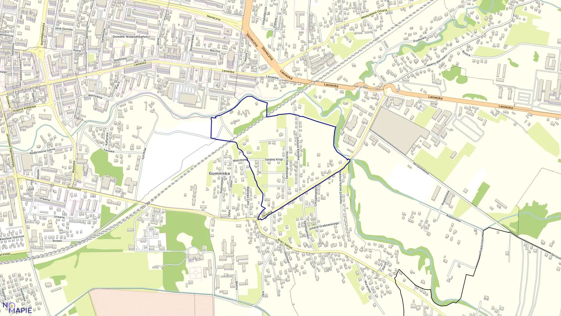 Mapa obrębu 0268 w mieście Tarnów