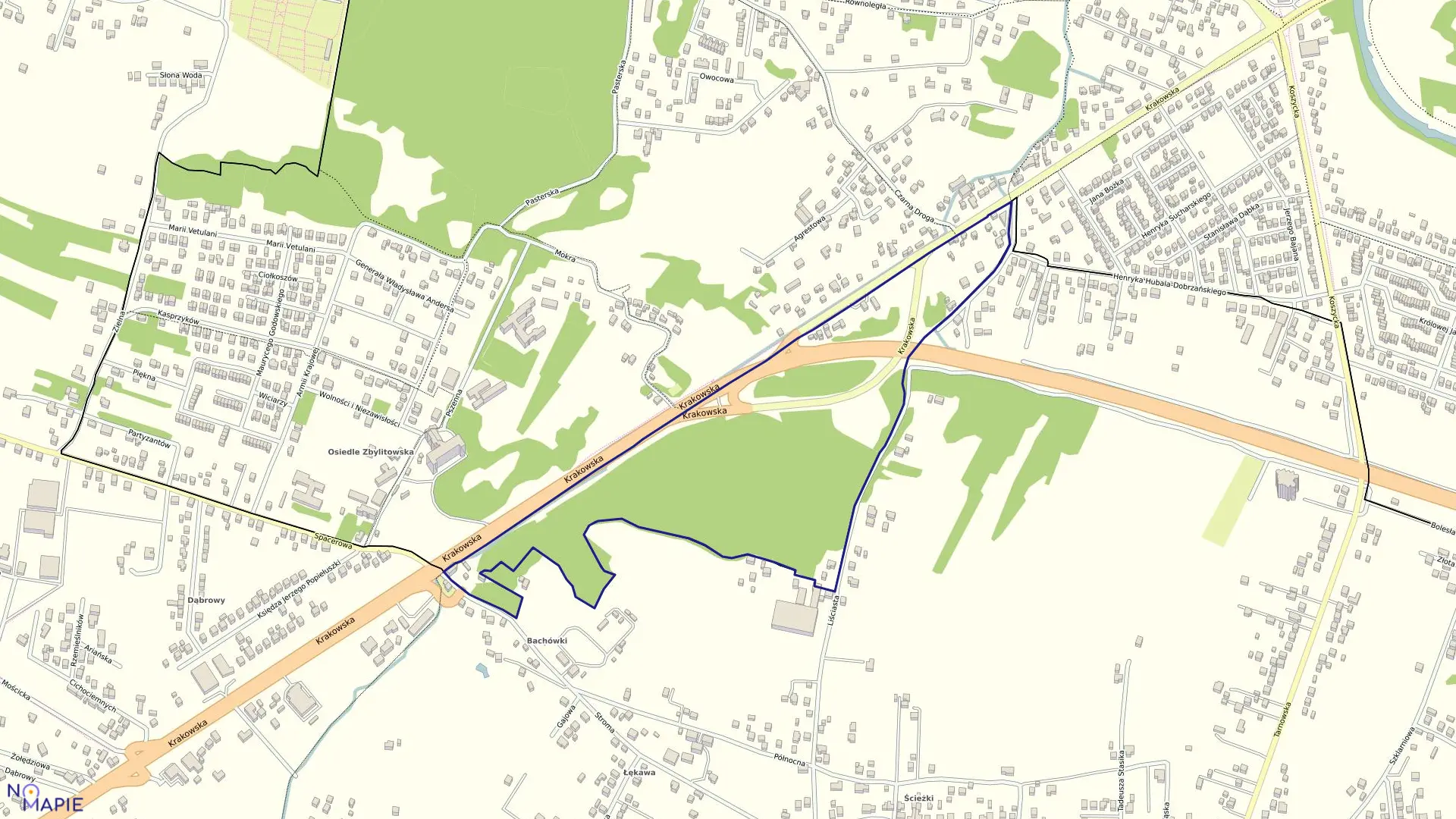 Mapa obrębu 0284 w mieście Tarnów