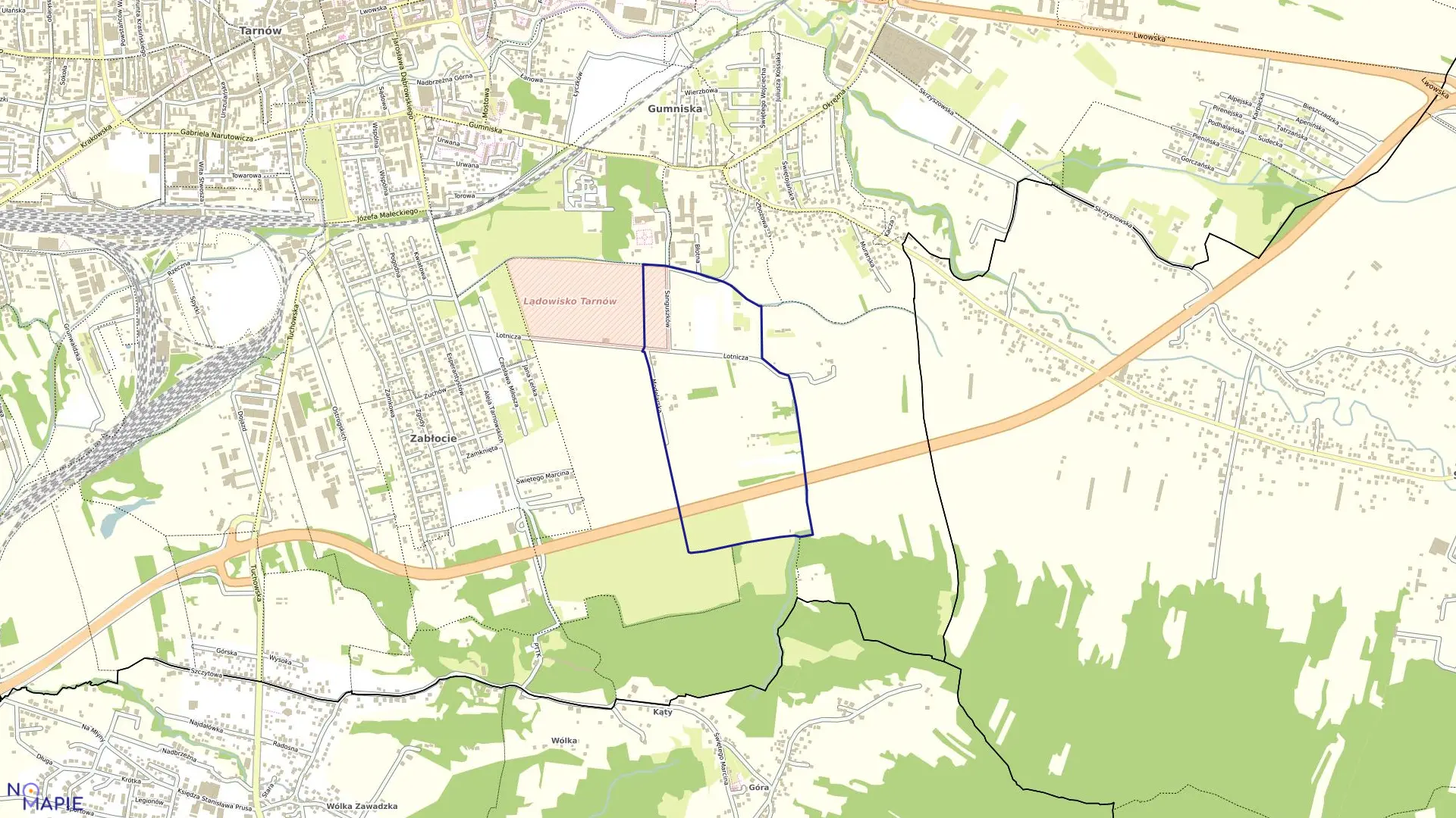 Mapa obrębu 0302 w mieście Tarnów