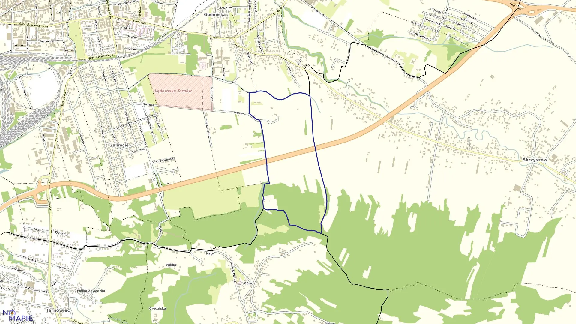 Mapa obrębu 0303 w mieście Tarnów