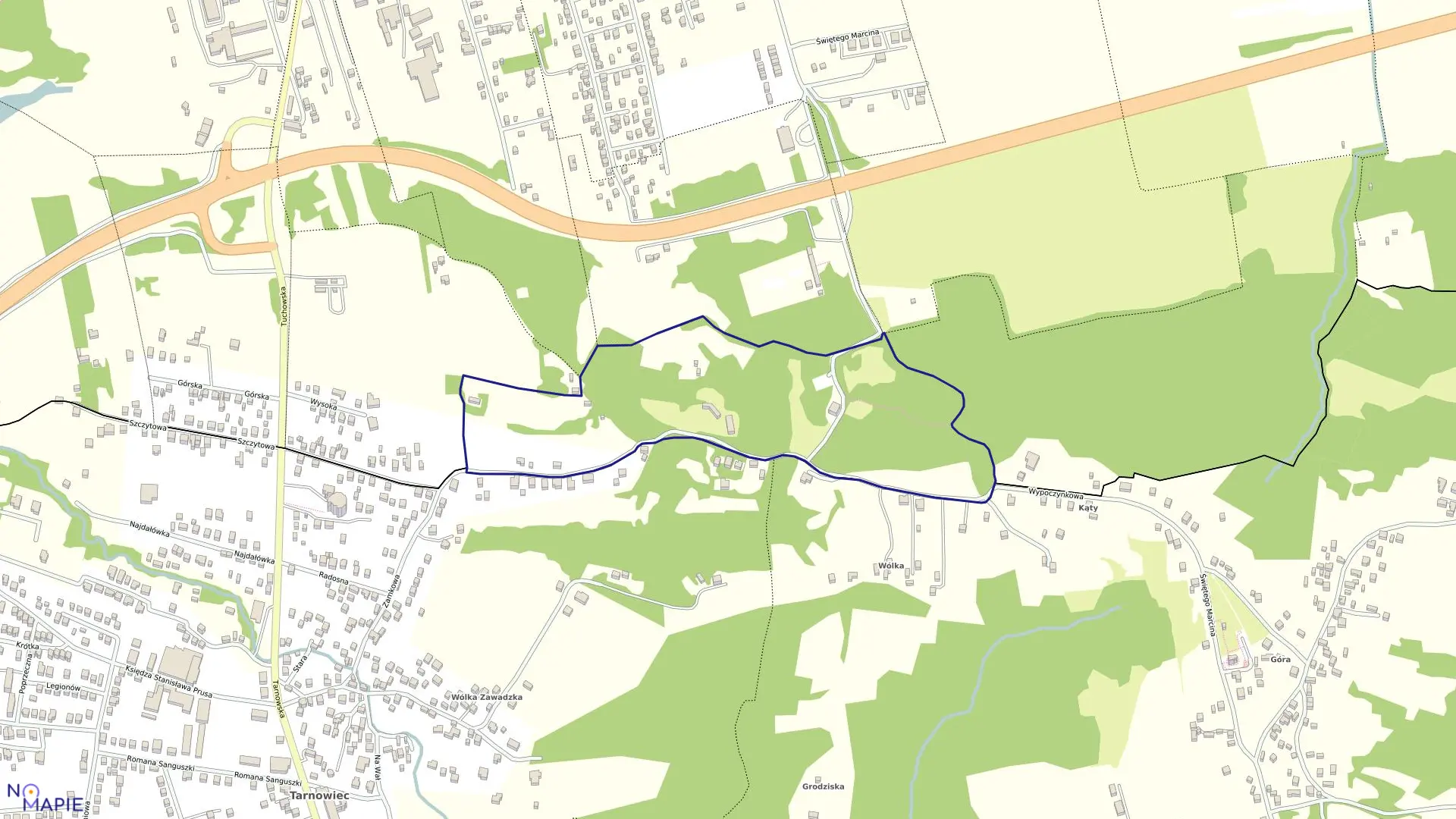 Mapa obrębu 0318 w mieście Tarnów