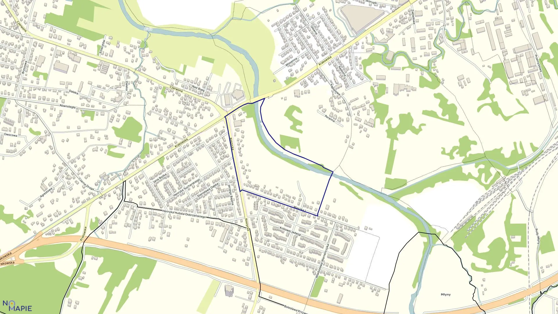 Mapa obrębu 0322 w mieście Tarnów