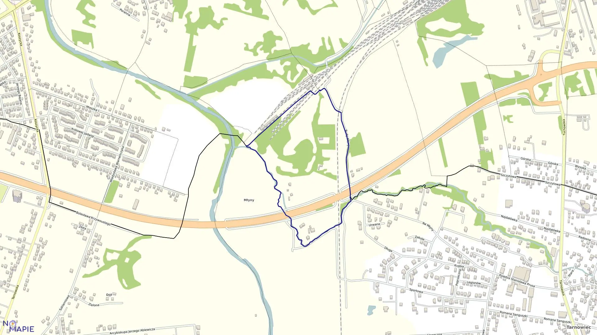 Mapa obrębu 0323 w mieście Tarnów