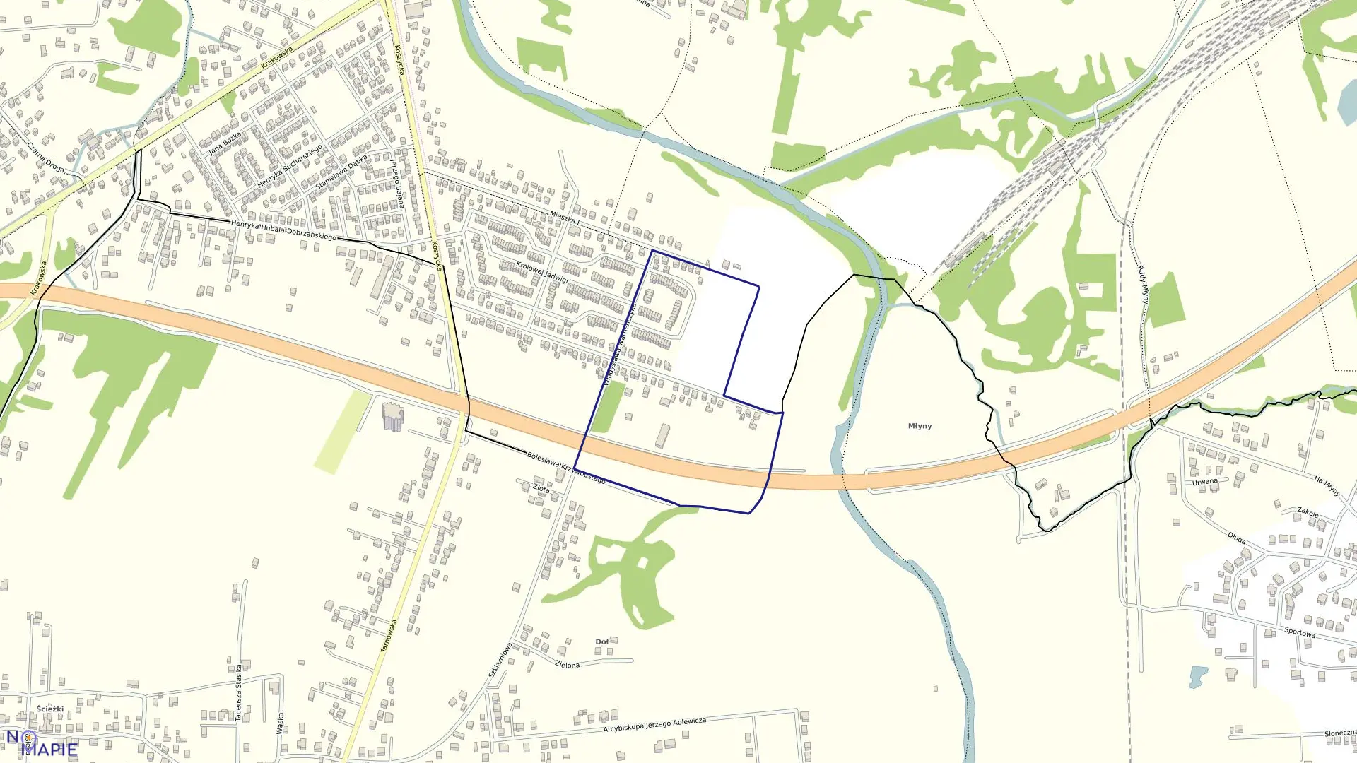 Mapa obrębu 0328 w mieście Tarnów